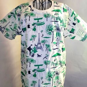 Timeless Treasures Paris fabric overlay printed tee-shirt